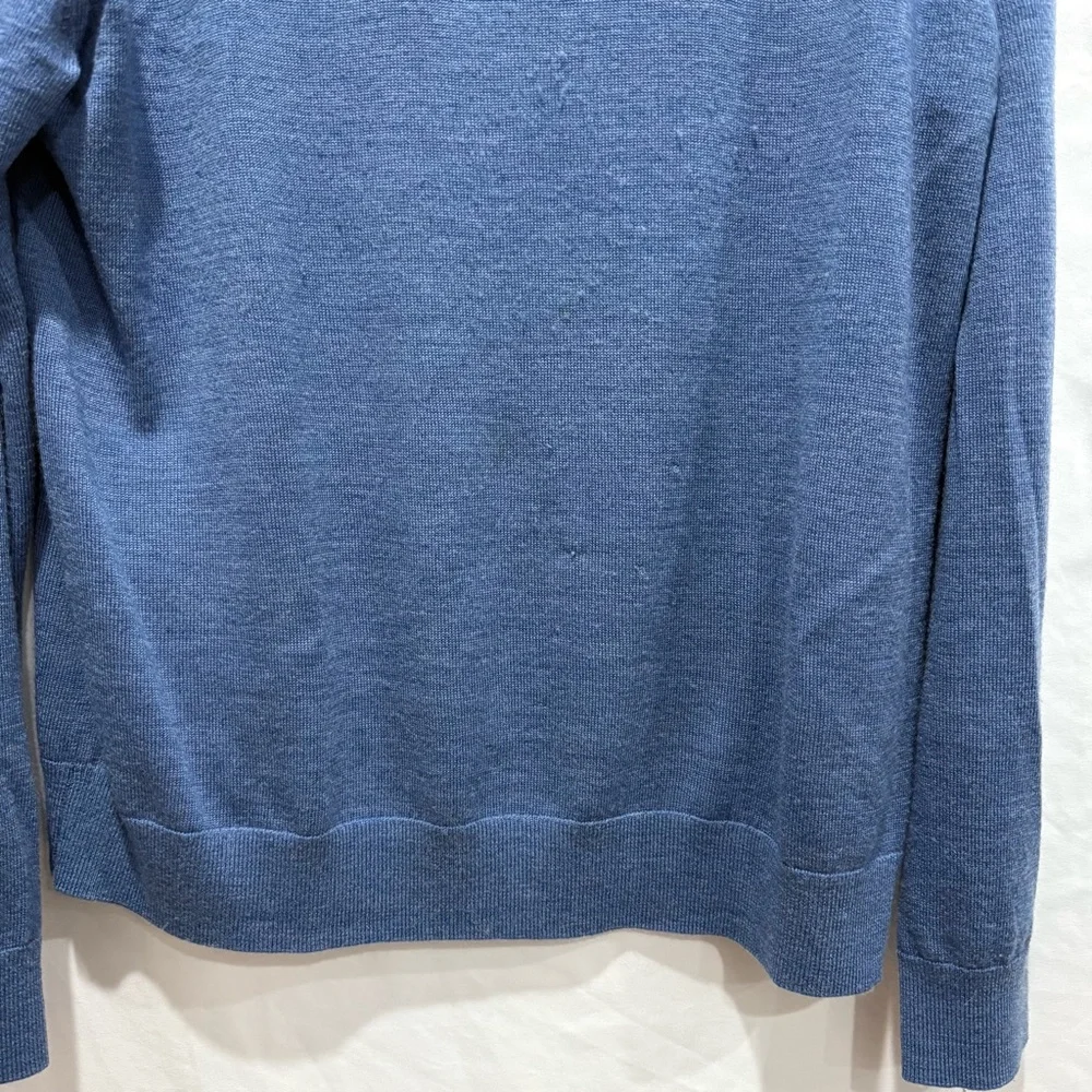 Banana Republic 100%‎ Merino Wool Quarter-Zip Sweater Blue Large Layering